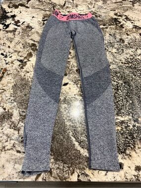 Gymshark Pink Waistband Grey Leggings